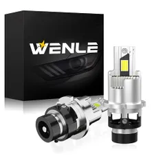 WENLE 新型 一体化 HIDを超えるLED ! D2S LEDヘッドライト バルブ 新車検対応 キャンセラー内蔵 ホワイト6500K 純正HID交換用 LED化 加工不要 ノイズ対策 アダプティブ干渉無し 純正バラスト接続 プロジェクター a97cc51bのサムネイル