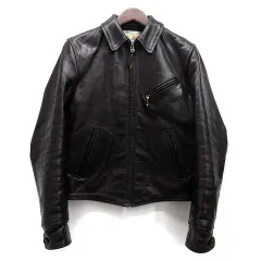 エアロレザー AEROLEATHER ホースハイド ライダース ジャケット ハーフベルト STF 茶芯 ブラック 黒 34のサムネイル