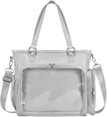 Liebendo 3WAY 痛バッグ リュック ショルダー ハンドバッグ レディース 推し活バック 肩掛け 可愛い グッズ ぬいぐるみ 鞄 人気 おしゃれ かわいい いたバック (シルバー,  Free Size)のサムネイル