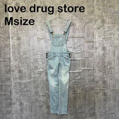 [k-726]LOVE DRUG STORE M사이즈 데님 살로펫토 오버올 라이트 블루 면 100% 스트레이트 캐주얼