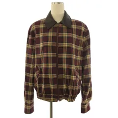 ザラ ZARA CHECKED BOMBER JACKET WITH leather effect LAPEL ボンバージャケット 赤 XS ■GY99のサムネイル