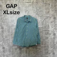 [Y-1016] GAP 갭 XL 사이즈 THE LIVED-IN WASH 체크 셔츠 긴 소매 버튼 다운 그린 블루 코튼 캐주얼