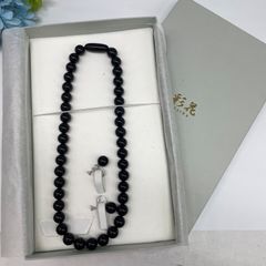 極美品・百貨店購入】天然ジェット ネックレス（保証書・ケース付き 