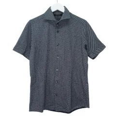 エムケーミッシェルクランオム MK MICHEL KLEIN HOMME 半袖 シャツ トップス バイアスストライプ 48 Lサイズ相当 ブラック k47102 0722のサムネイル