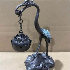 美品・共箱付き】群鶴香爐 佐野宏采作 鶴亀 蓋亀 高岡銅器 香炉 茶道具