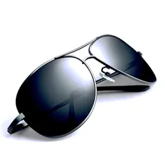 [FREESE] サングラス 偏光 ティアドロップ UVカット 3D立体フレーム クラシックデザイン メンズ (ブラックレンズ/ブラックフレーム)のサムネイル