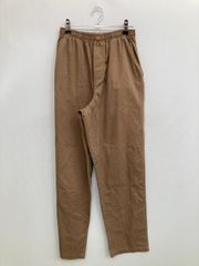 bobbie brooks チノパンツ ブラウン フルレングス 無地 ワイド・ルーズ テーパード ウエストゴム・紐 ハイウエスト レディース