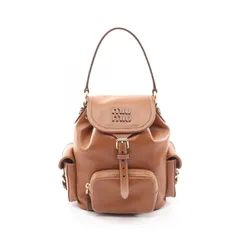 ミュウ ミュウ Miu Miu リュックサック バックパック ミディアム 5BZ043 ブラウン/ホワイト レザー ミディアム バックパック レディース Used Aのサムネイル