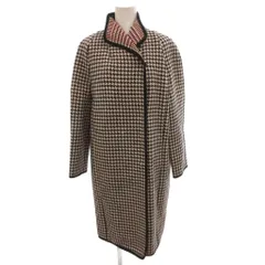 ブルックスブラザーズ BROOKS BROTHERS スタンドカラーコート 千鳥格子 ウール ひざ丈 2 紺 ネイビー 白 ホワイト 赤 レッド /FF ■ECG007のサムネイル