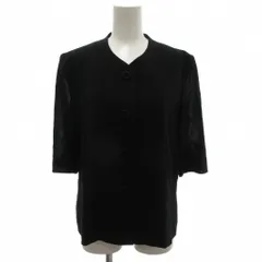 バルマン BALMAIN PARIS 美品 ヴィンテージ ジャケット ノーカラー 11AR Vネック ボタン装飾 五分袖 黒 ブラック /KB ■ECF007のサムネイル