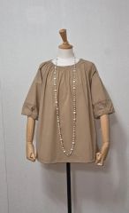 24AW NOBLE ドライシフォンラッフルスリーブブラウス モカ 1.8万 