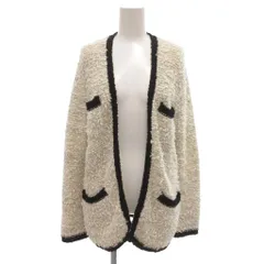 ユナイテッドアローズ UNITED ARROWS ニットノーカラージャケット ボタンレス 羽織 白 ホワイト パイピング /JI ■ECG007のサムネイル