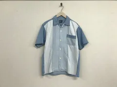 本物クリフメイヤーKRIFFMAYERコットンデニム切り替えデザイン半袖シャツメンズサーフワークアメカジミリタリービジネススーツモードゴルフドレスストリートスケーター青ブルーMのサムネイル
