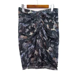 イザベルマラン ISABEL MARANT シルク シフォン ドレープ スカート 総柄 ダークグレー 38のサムネイル