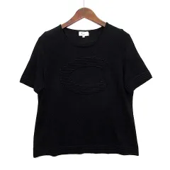 カルヴェン CARVEN Cロゴ 刺繍 サマーニット セーター 半袖 シルク混 ブラック 黒 44 大きいサイズのサムネイル