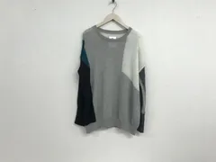 本物ストフSTOFモヘアナイロン切り替えデザインニット長袖TシャツロンTメンズサーフアメカジストリートミリタリービジネススーツモードドレスゴルフグレー黒白ホワイトLのサムネイル