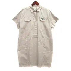 バルバ BARBA NAPOLI cucito a mano パヴェ ラインストーン シャツ チュニック ワンピース 半袖 ベージュ 42 大きいサイズのサムネイル