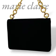 【B5878】 marie claire マリクレール 2way ハンドバッグ ショルダーストラップ ブラック ベロア ゴールド金具 パーティのサムネイル