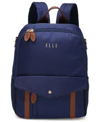エル レディース バッグ バックパック・リュックサック レザー フェイクレザー ELLE Luxe Journey 155 Twill and Faux Leather Backpack Navy ネのサムネイル