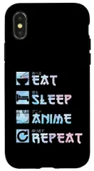 Eat Sleep アニメ リピートシャツ 水彩風 アニメグッズ スマホケース iPhone X/XS 用のサムネイル