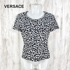 VERSACE ヴェルサーチ レオパード アニマル総柄 ストレッチカットソー ブラック ホワイトのサムネイル
