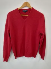 PD136●Blooks Brothers●ブルックスブラザーズ●セーター●長袖●Vネック●プルオーバー●カシミア100%●メンズ●sizeS●赤のサムネイル