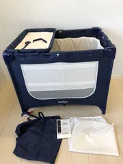 美品　クリーニング済み　メンテ済み　説明書付　ポータブルベビーベッド カトージ(KATOJI) おむつ替えテーブル付0723-3のサムネイル