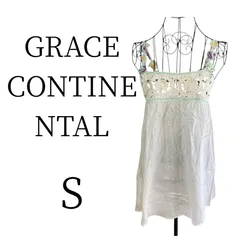 訳あり GRACE CONTINENTAL グレースコンチネンタル ホワイト レース部分 カラフルな 花柄 ノースリーブ キャミソール キャミワンピース Sのサムネイル