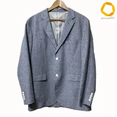 #snc パパス プラス Papas+ Papas シングルジャケット L 紺 白 S2B 麻 背抜き 千鳥格子 メンズ [1000827]のサムネイル