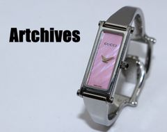 GUCCI 1500L 腕時計 ピンクシェル文字盤 バングルウォッチ - メルカリ