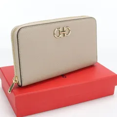 FERRAGAMO フェラガモ ガンチーニ 22 0405 長財布ラウンドファスナー カーフ【中古】 レディースのサムネイル