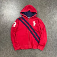 Polo by Ralph Lauren Hoodie ポロバイラルフローレン スウェット パーカー フーディー ジップアップ ジャケット ビッグポニー刺繍 L 14-16のサムネイル