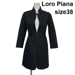 ◆ ロロピアーナ Loro Piana ダブルフェイスコート ロングコート 長袖 スタンドカラー 黒 キャメル コットン混 38 M 9号 レディース S6I050のサムネイル