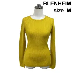 ◆ ブレンヘイム BLENHEIM ニット 長袖 クルーネック サイドスリット リブ編み  マスタードイエロー ウール M 9号 レディース S6I094のサムネイル