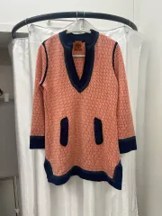トリーバーチ オレンジ ジャカード Vネック ロング ニット チュニック ONE PIECEのサムネイル
