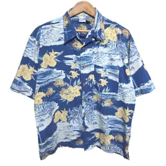 Ocean Pacific オーシャンパシフィック アロハシャツ 半袖オープンカラー 総柄 ブルー メンズ Lサイズのサムネイル