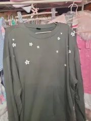 星柄スウェットTシャツ カーキのサムネイル