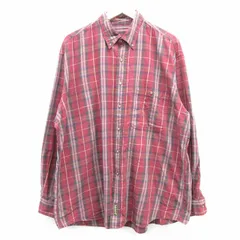 XL/古着 ティンバーランド 長袖 ブランド シャツ メンズ 90年代 90s 大きいサイズ コットン ボタンダウン バーガンディ チェック 26jul08のサムネイル