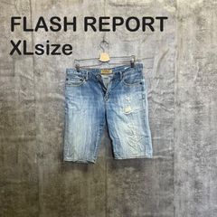 [Y-1021]FLASH REPORT 플래시 리포트 XL 데님 쇼츠 하프 팬츠 데미지 라이트 블루 헌옷 스트리트 아메카지 캐주얼