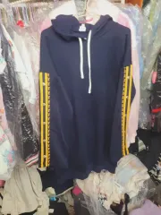 ネイビー フードTシャツ 袖 イエロー ボーダー柄 JUICY COUTURE Sのサムネイル