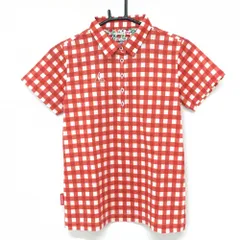 【超美品】ルコックゴルフ 半袖ポロシャツ レッド×白 チェック柄 ロゴ刺しゅう レディース L ゴルフウェア le coq sportifのサムネイル