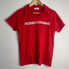 RODEO CROWNS RCWB ポロシャツ 半袖 スキッパーカラー ロゴプリント コットン60% カジュアル レッド サイズS NB94のサムネイル