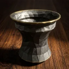 【一点物】3Dプリンター鉢（塗装／黒金） 4号サイズ 作家鉢 アガベ 塊根植物のサムネイル