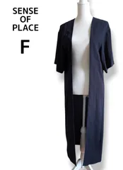 SENSE OF PLACE ネイビー 5分袖 ロングカーディガン Fのサムネイル