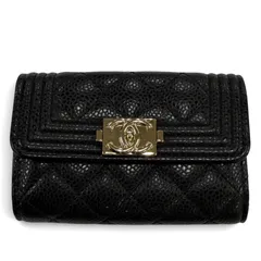 極美品☆CHANEL シャネル ボーイシャネル キャビアスキン ココマーク マトラッセ 4連 キーリング付 キーケース ブラック ゴールド金具のサムネイル