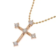 KUMIKYOKU 組曲 クロス モチーフ 5P ダイヤ ネックレス K18PG 750 ピンクゴールド ダイヤモンド 0.12ct 36cm アジャスター付 首飾り 1.9g アクセサリー レディース 送料無料 241100111728 ★のサムネイル