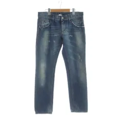 アンドドルチェ&ガッバーナ ドルガバ & DOLCE&GABBANA ジーンズ デニムパンツ ジップフライ ロゴ ダメージ加工 46 S 青 ブルー ■GY19 /MQのサムネイル