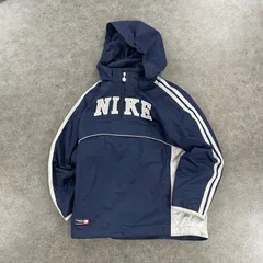 00s 2000's archive NIKE アーカイブ ナイキ アノラックパーカ ハーフジップ プルオーバー 中綿 ジャケット 内側フリース 刺繍 ネイビーのサムネイル