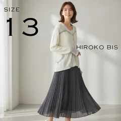 【美品】HIROKO BISヒロコビス コットン混 変形リブニット カーディガン 13AB(L〜XL) オフホワイト×シルバー 【古着】【中古】【送料無料】のサムネイル
