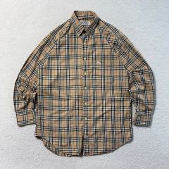 美品 BURBERRY ノバチェック柄 長袖シャツ 白タグ 90s ヴィンテージ